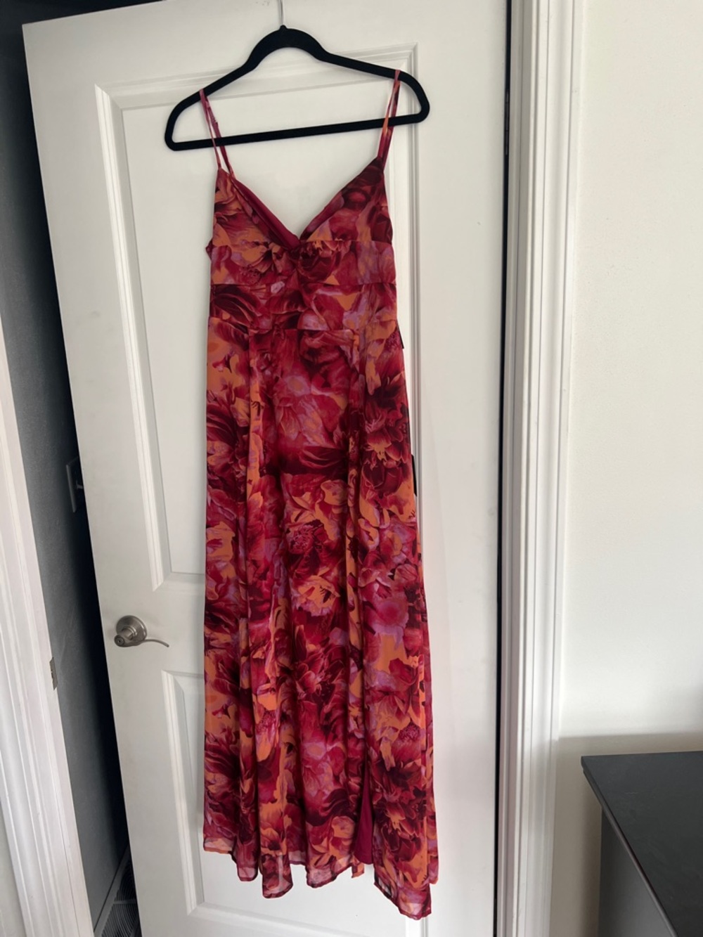 Lulu's Floral Maxi Slip Dress in Pink and Orange